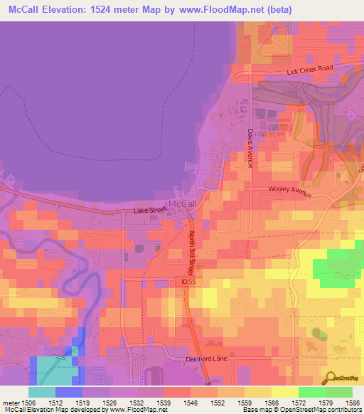 McCall,US Elevation Map