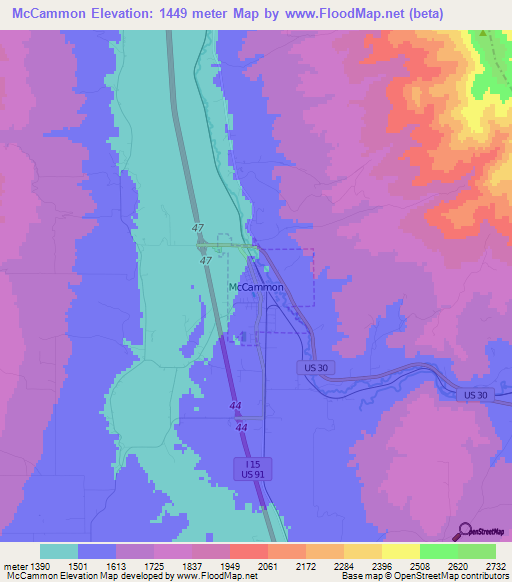 McCammon,US Elevation Map