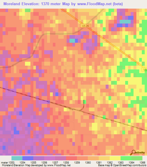 Moreland,US Elevation Map