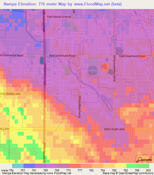 Nampa,US Elevation Map