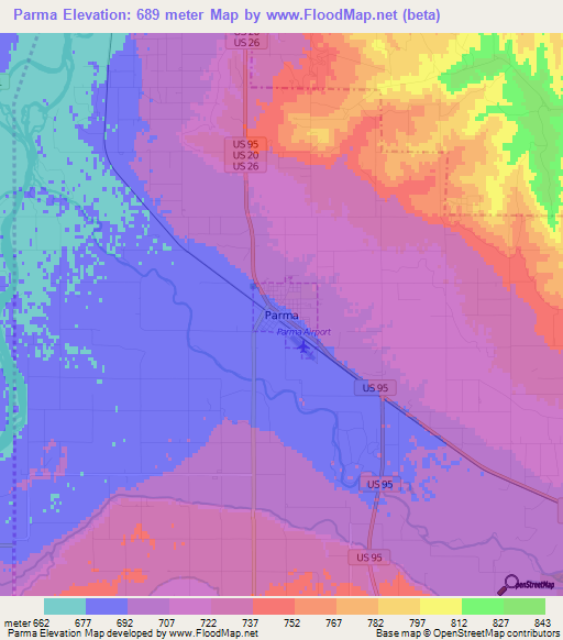 Parma,US Elevation Map