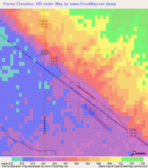 Parma,US Elevation Map