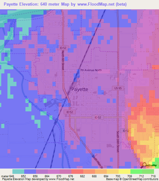 Payette,US Elevation Map