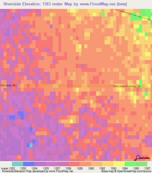 Riverside,US Elevation Map