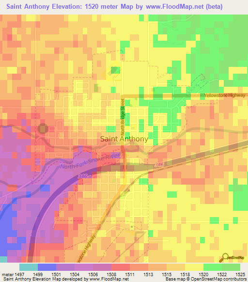 Saint Anthony,US Elevation Map