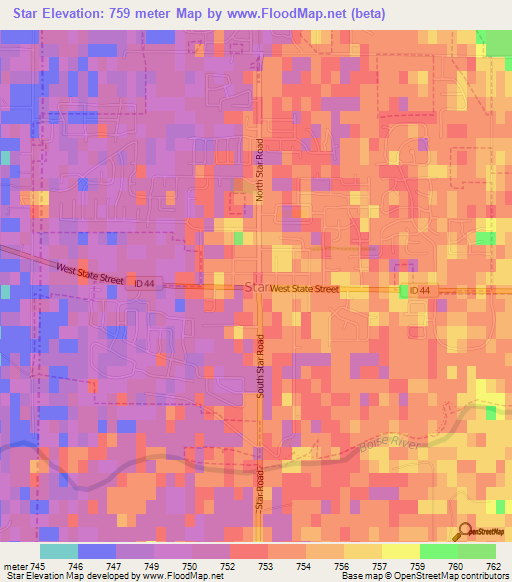 Star,US Elevation Map