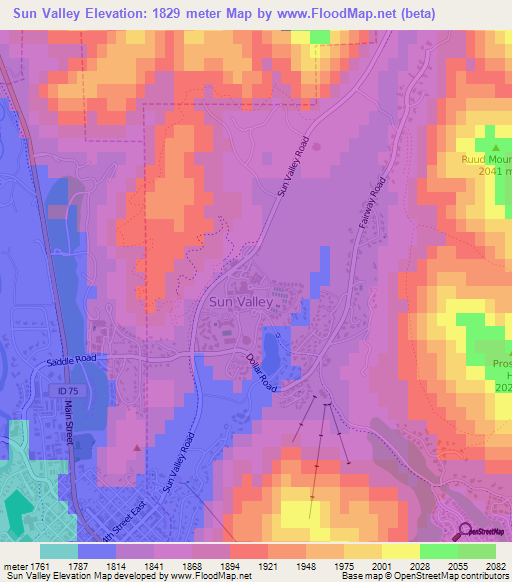 Sun Valley,US Elevation Map