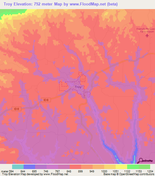 Troy,US Elevation Map