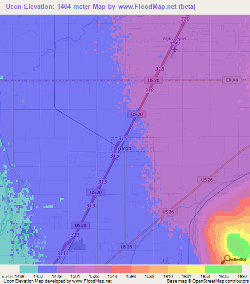 Ucon,US Elevation Map