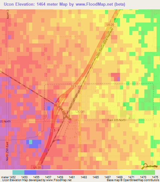 Ucon,US Elevation Map