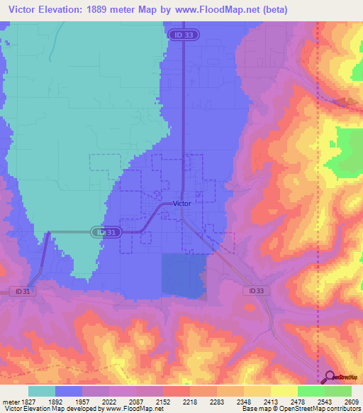 Victor,US Elevation Map