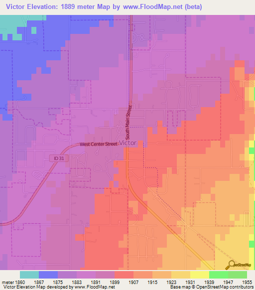 Victor,US Elevation Map