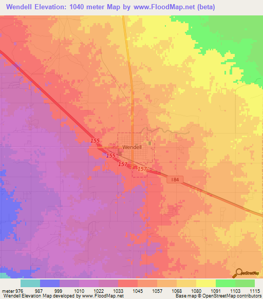 Wendell,US Elevation Map