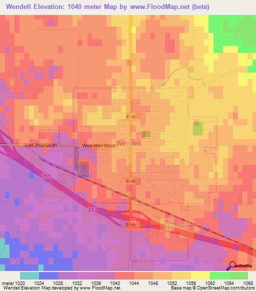 Wendell,US Elevation Map