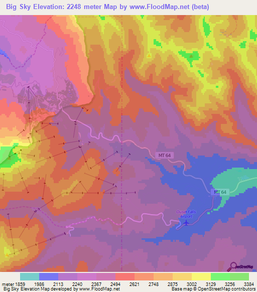 Big Sky,US Elevation Map