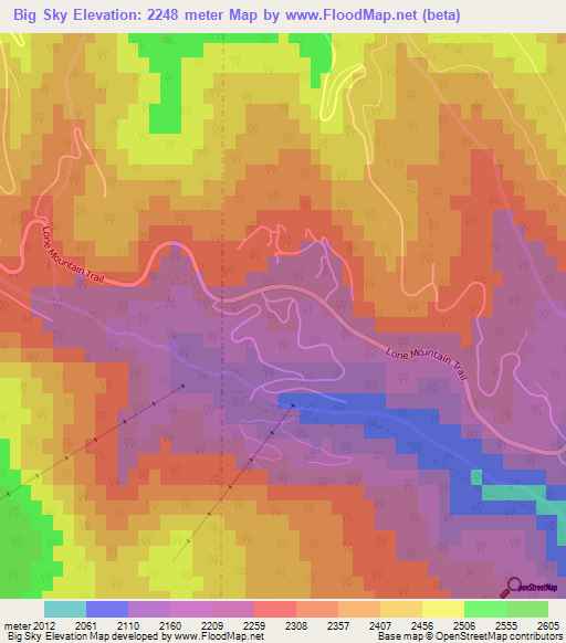 Big Sky,US Elevation Map