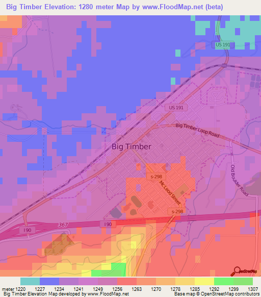 Big Timber,US Elevation Map