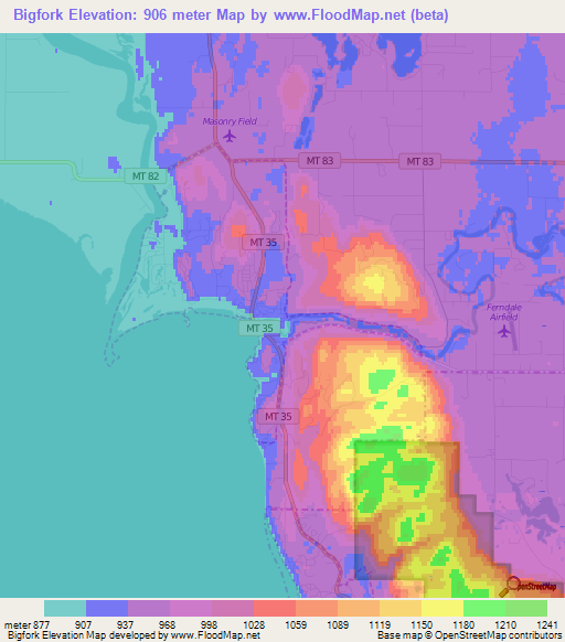 Bigfork,US Elevation Map