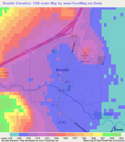 Boulder,US Elevation Map