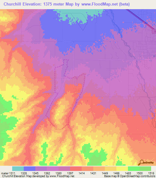 Churchill,US Elevation Map