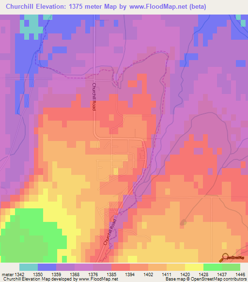 Churchill,US Elevation Map