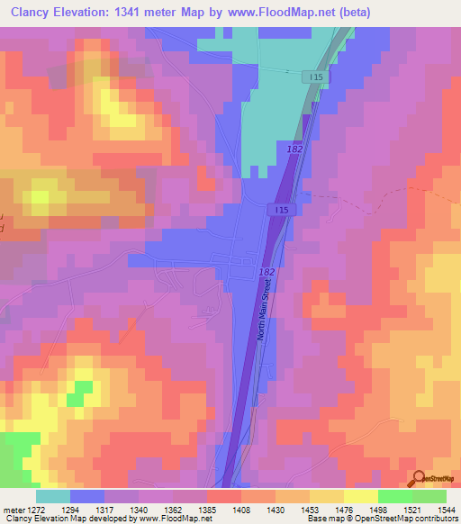 Clancy,US Elevation Map