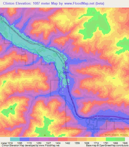 Clinton,US Elevation Map