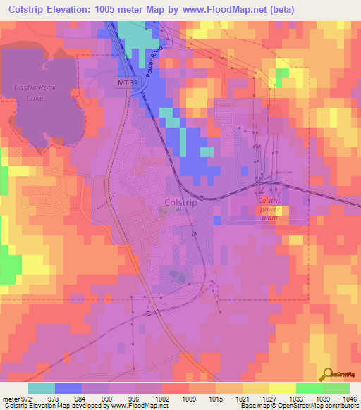 Colstrip,US Elevation Map