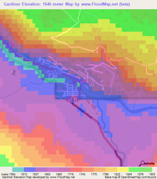 Gardiner,US Elevation Map