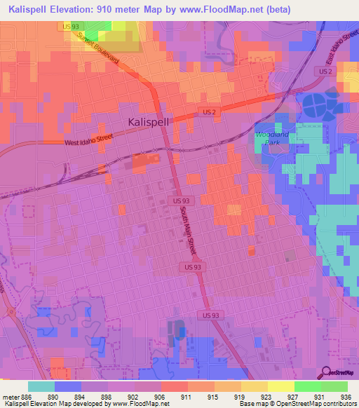 Kalispell,US Elevation Map