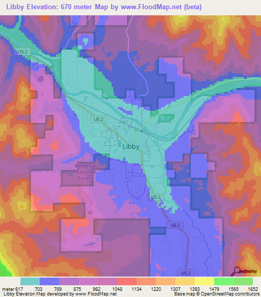 Libby,US Elevation Map