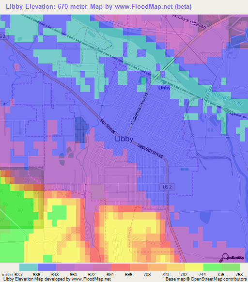 Libby,US Elevation Map