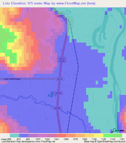 Lolo,US Elevation Map