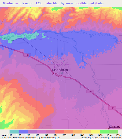 Manhattan,US Elevation Map