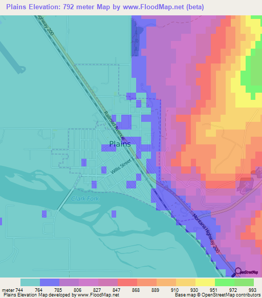 Plains,US Elevation Map