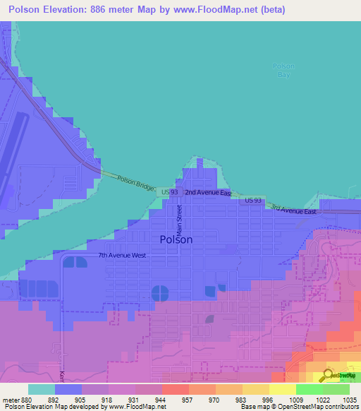 Polson,US Elevation Map