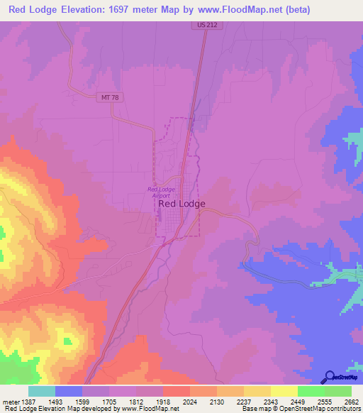 Red Lodge,US Elevation Map