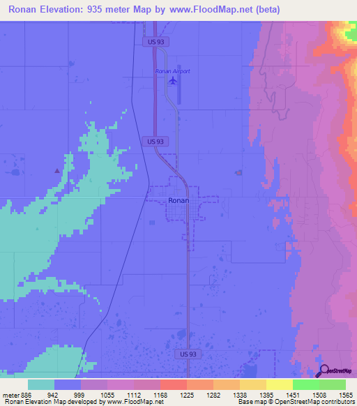 Ronan,US Elevation Map