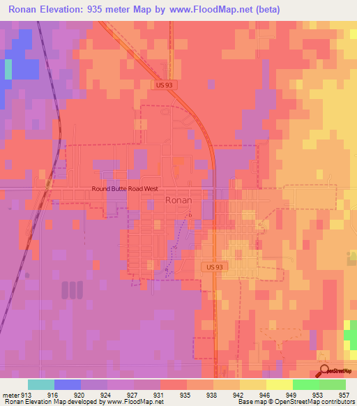 Ronan,US Elevation Map