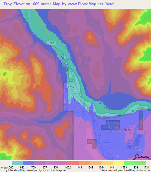 Troy,US Elevation Map