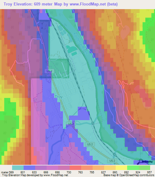 Troy,US Elevation Map