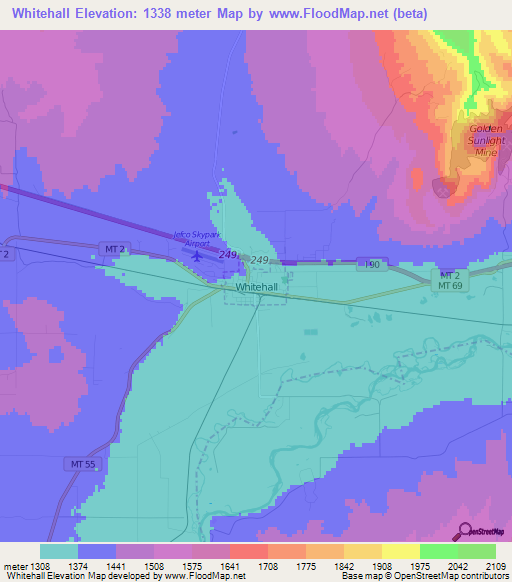 Whitehall,US Elevation Map