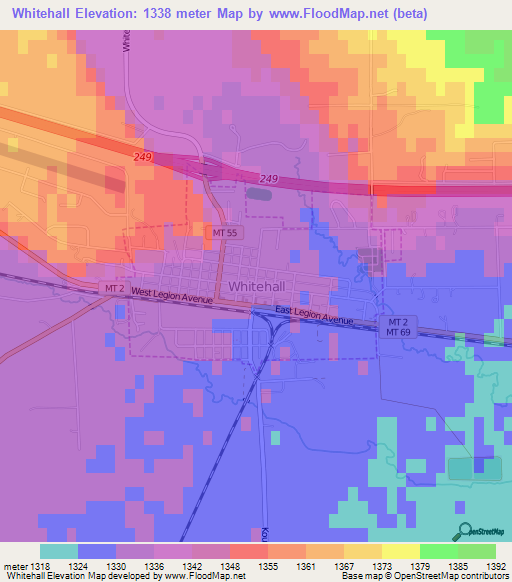 Whitehall,US Elevation Map