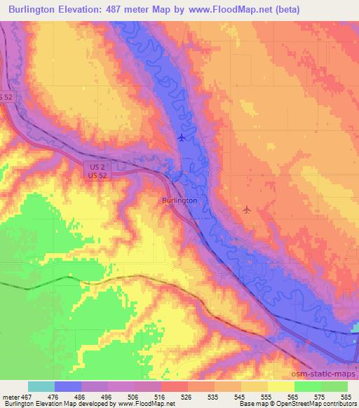 Burlington,US Elevation Map