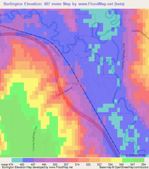 Burlington,US Elevation Map