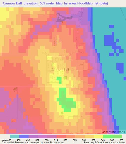 Cannon Ball,US Elevation Map