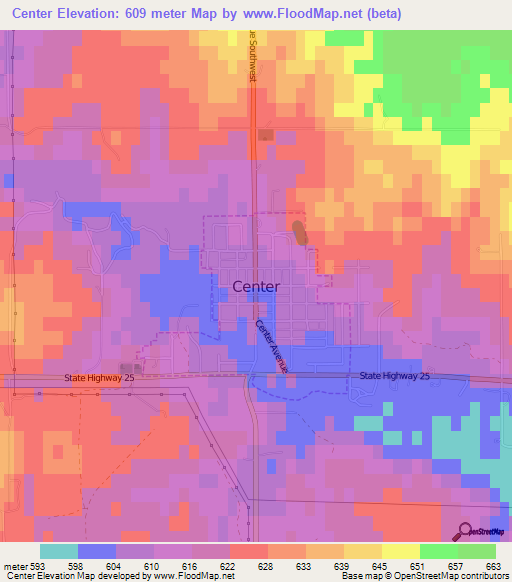 Center,US Elevation Map