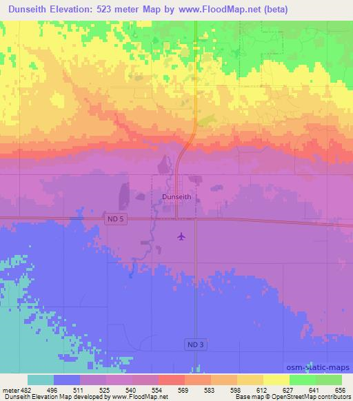 Dunseith,US Elevation Map