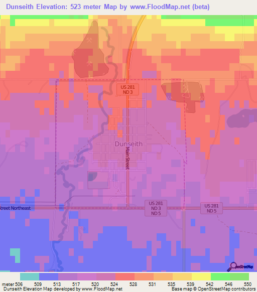 Dunseith,US Elevation Map