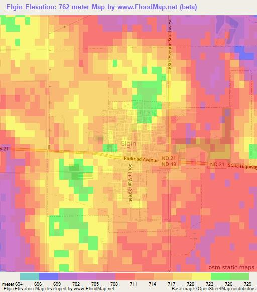 Elgin,US Elevation Map